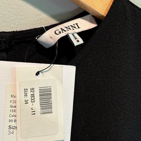 Ganni NWT Black Crepe Clark 3/4 Sleeve Dress - size 34 (XS) - Picture 5 of 7